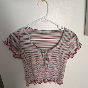 super cute stripped crop tee! size small